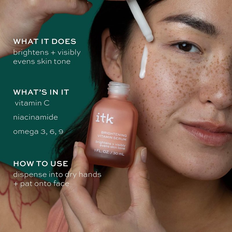 ITK Skincare 2-Part Face Serum Set | Brightening Vitamin C & Bakuchiol for Dark Spots & Fine Lines