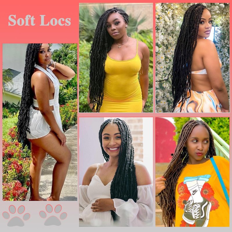 Paraglame 7 Packs Ginger Soft Locs 28 Inch New Faux Locs Crochet Hair 350 Color Pre-looped Curly Wavy Soft Locs, New Goddess Faux Locs Crochet Hair for Women(28Inch, 7Packs)