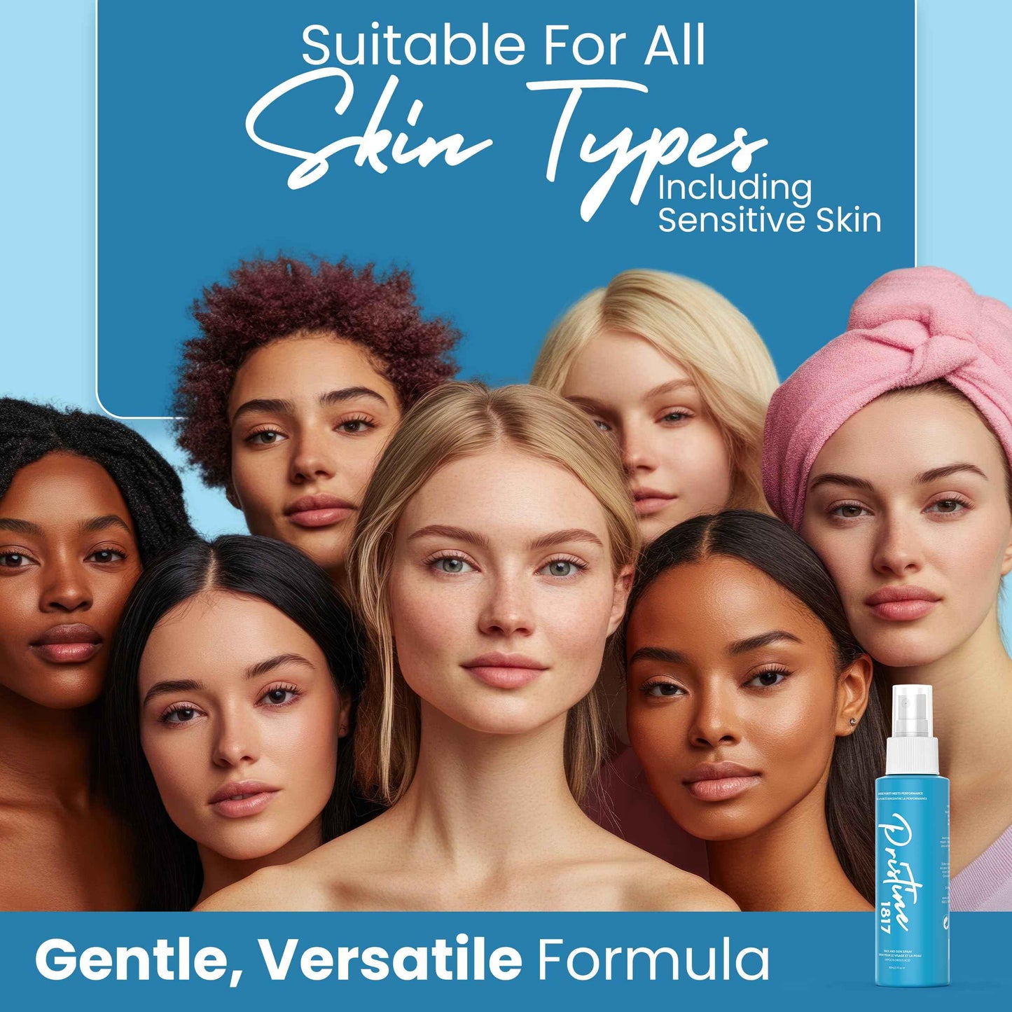 Pristine 1817 Hypochlorous Acid Spray 0.016% - 500 ml (16.9 fl oz) - Gentle, Versatile Mist for Face & Body