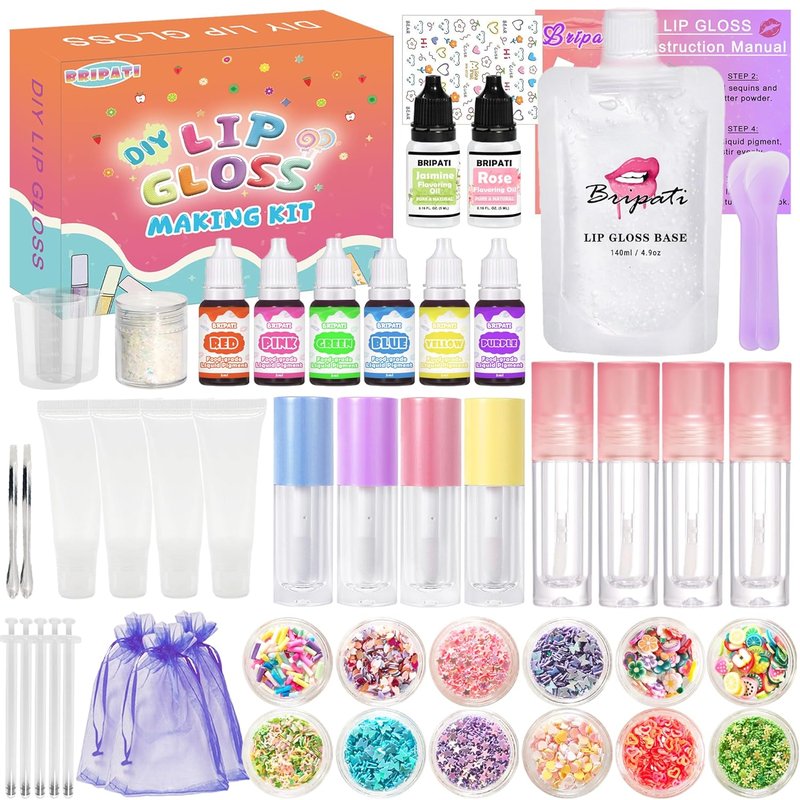 DIY Lip Gloss Making Kit - All-in-One Lip Care Set with Clear Base, Pigments & Glitter | Creative Gift for Women & Girls
