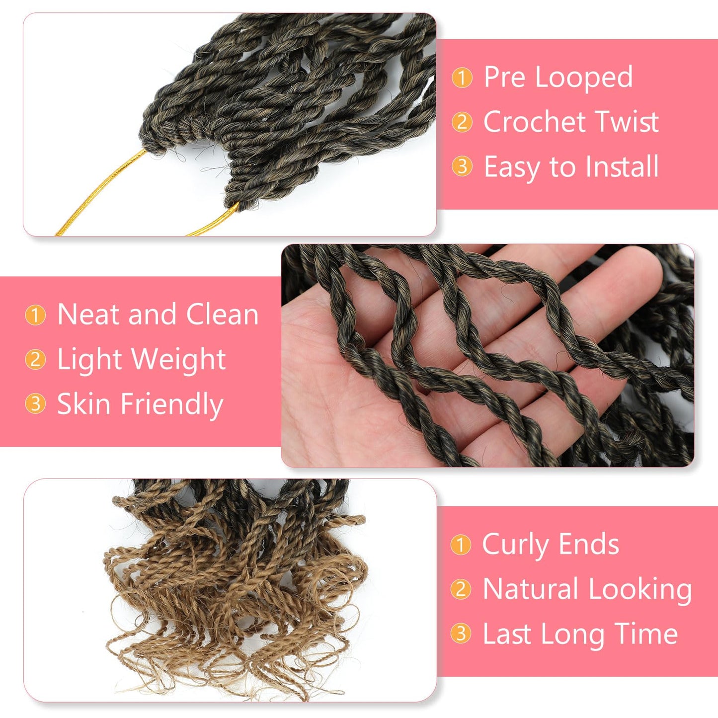 Feather Crochet Hair Deep wave for Black Women 12 Inch 10 Strands Pre-Separated Knotless Synthetic Feather Crochet Hair Bundles Miracle Knots Invisible Crochet Extensions Braids #T27