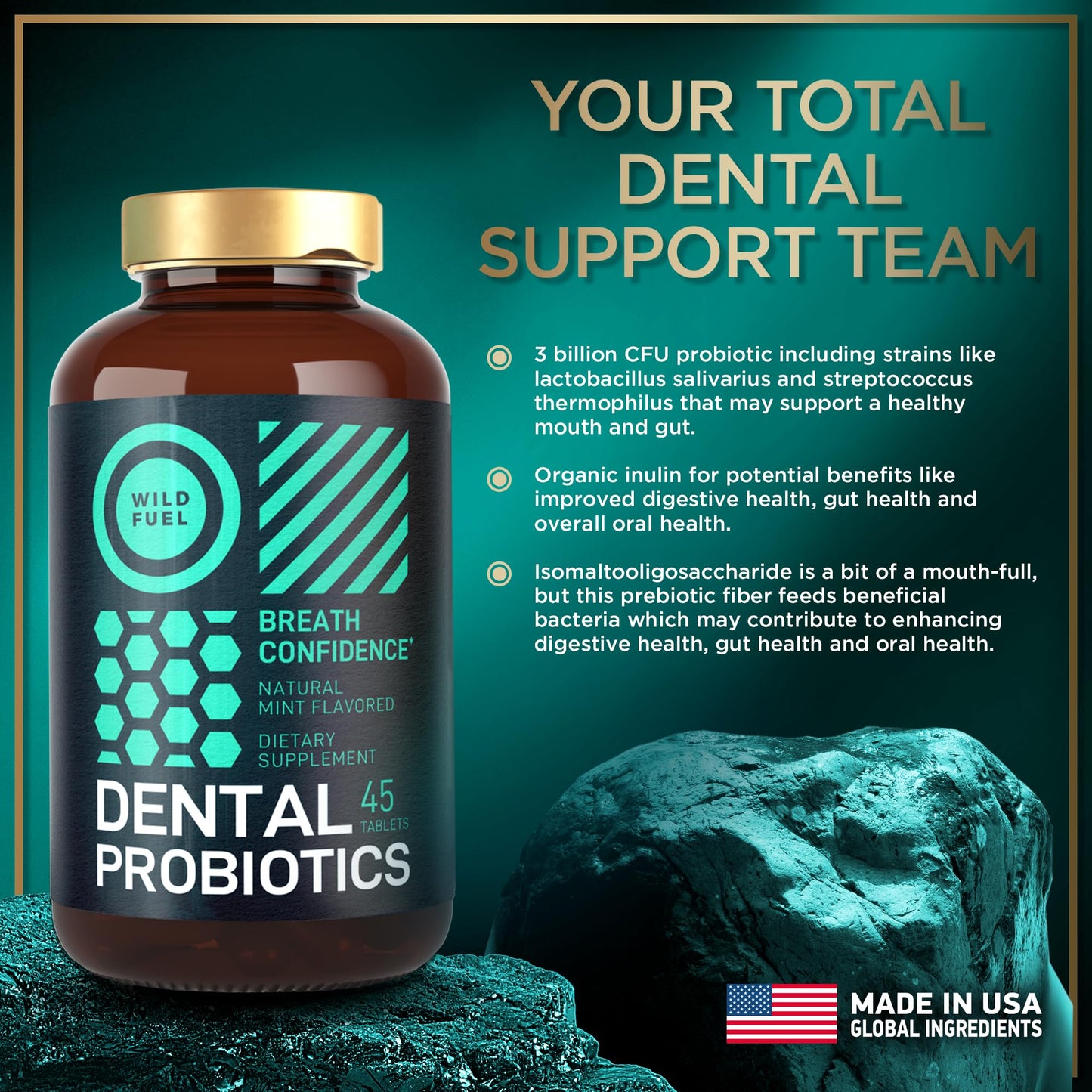 Oral Probiotics for Mouth Bad Breath - Dental Probiotics for Teeth and Gums - 3 Billion CFU Advanced Bad Breath Treatment for Mouth Health - 90 Prebiotic and Probiotic Lactobacillus Salivarius Tablets