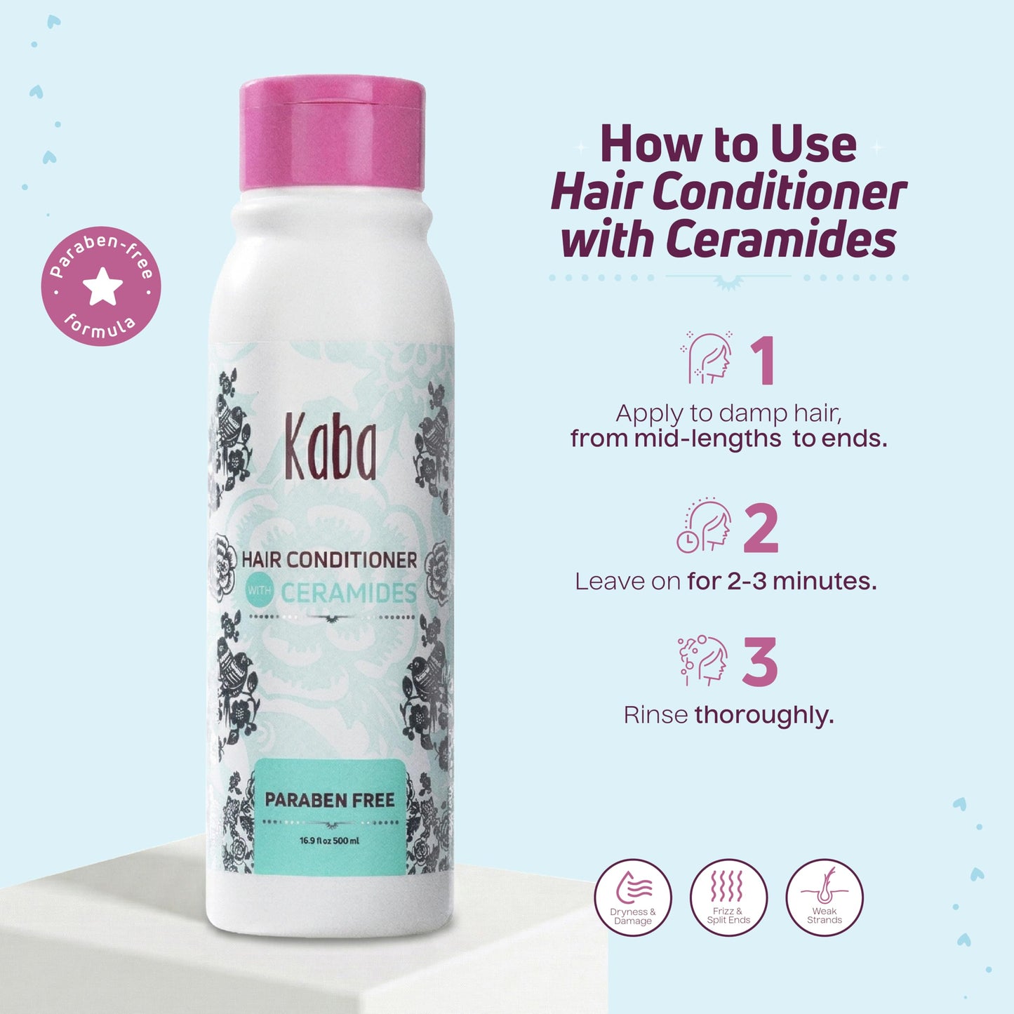 D'Luchi Kaba Ceramide Hair Conditioner For Women | Conditioner For Dry Hair, Damaged and Dehydrated | Repairs Split Ends | Frizz Control | 17oz