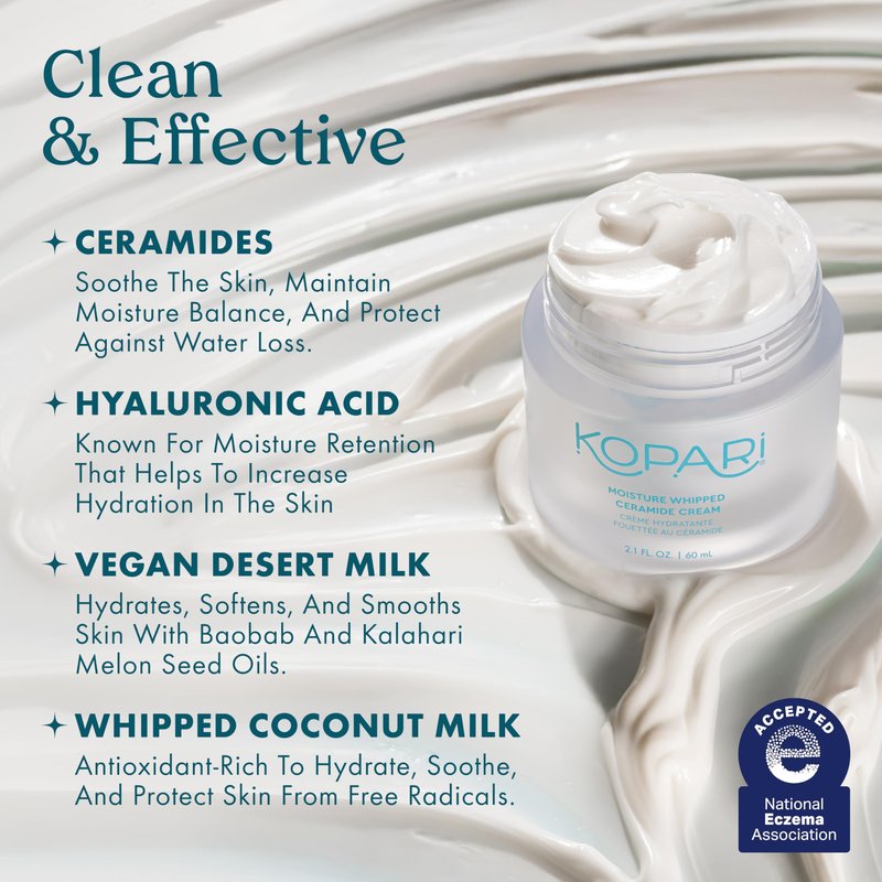 Kopari Moisture Whipped Ceramide Cream | Hydrate and Restore | Vegan Ceramides and Moisture-Retaining Hyaluronic Acid | 2.1 oz