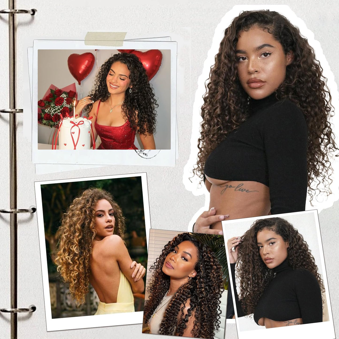 Kurope Brown with Highlight Synthetic Lace Front Wig 13x4 Long Curly Wig with Baby Hair Natural Preplucked Hairline 24 Inch Wavy Wig for Black Women Daily Party Use
