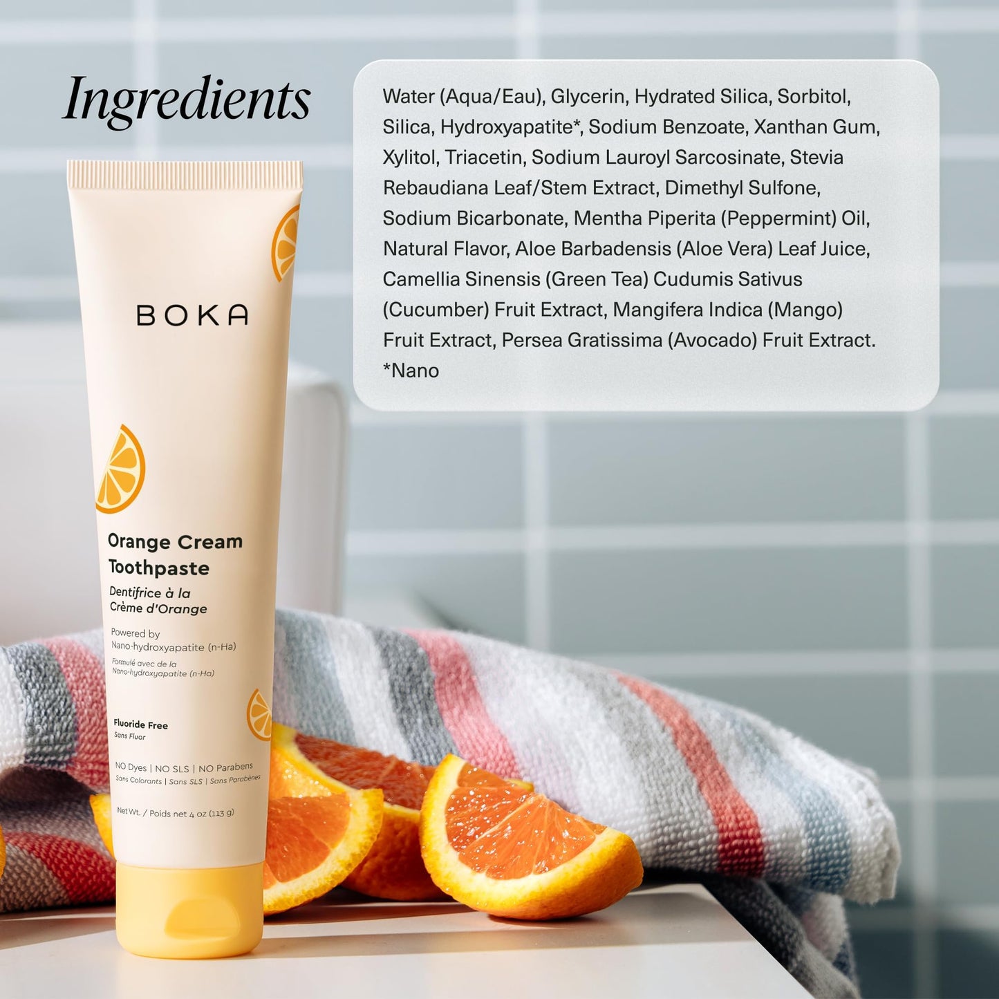Boka Fluoride Free Toothpaste Nano Hydroxyapatite Toothpaste - Orange Cream Flavor, 4 oz 1Pk