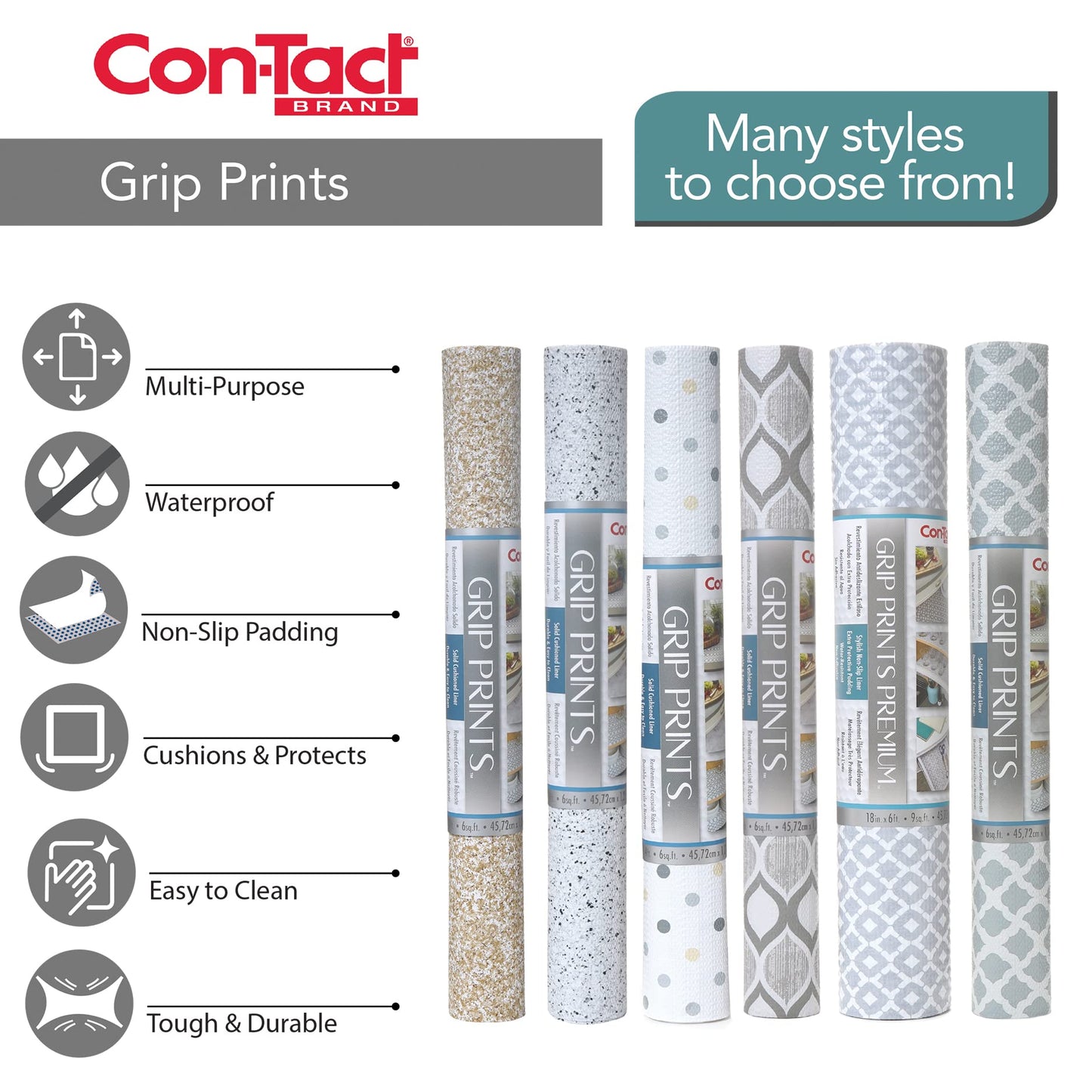 Con-Tact Brand Grip Prints Durable Non-Adhesive Non-Slip Shelf and Drawer Liner, 12'' x 5', Khaki Plaid