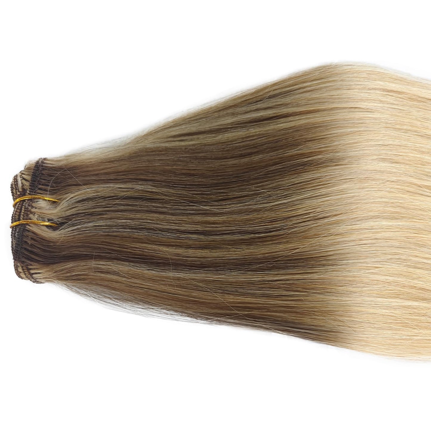 Human Hair Extensions Clip in Golden Blonde Highlights Medium Blonde Clip in Hair Extensions Real Human Hair 5 Pieces 14 Inch Remy Hair Seamless Clip ins Extensions Human Hair Silky Straight 70g