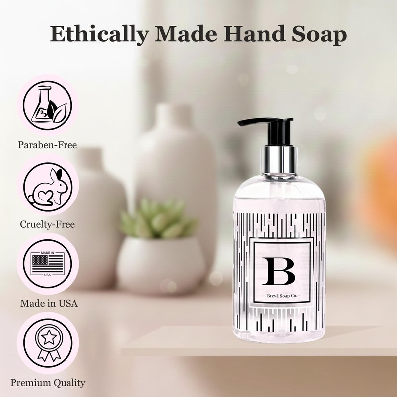 Brevä Soap Co. Monogrammed Luxury Liquid Hand Soap | Choose from Letters A to Z | Citrus Bloom Scent | Personalized Liquid Hand Wash for Bathroom & Kitchen |12 oz - Letter M (Pack of 1)