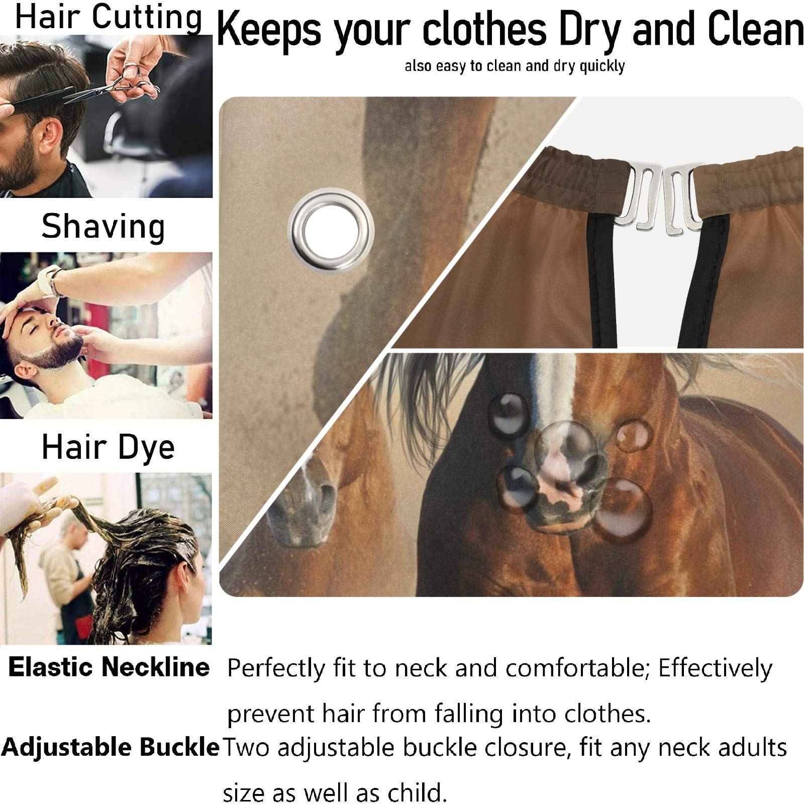 visesunny Barber Cape Retro Wild Chestnut Horse Polyester Hair Cutting Salon Cape Apron Anti-Static Haircut Water-Resistant Shaving Cloth Beard Shaving Bib Hairdressing Cape
