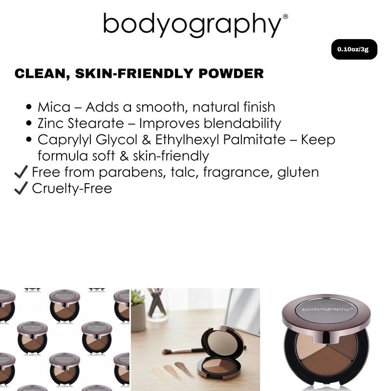 Eyebrow Powder Trio – 3-Shade Brow Palette for Defining, Filling & Shaping Brows | Blendable, Long-Lasting Brow Powder Kit for Natural to Bold Looks