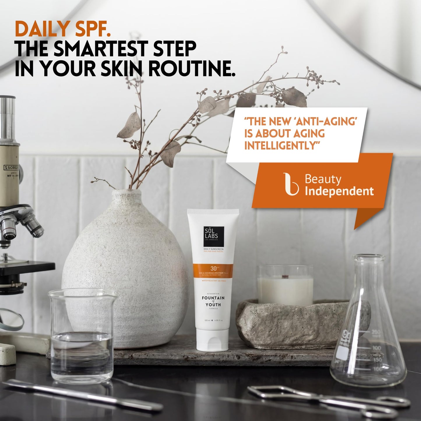 SOL LABS Mineral Sunscreen SPF 30 Face & Body - Lightweight, Hydrating Daily Moisturizer - No White Cast - Anti-Aging Formula Niacinamide, Zinc Oxide - Reef Safe Korean Skin Care - Sunscreen Lotion