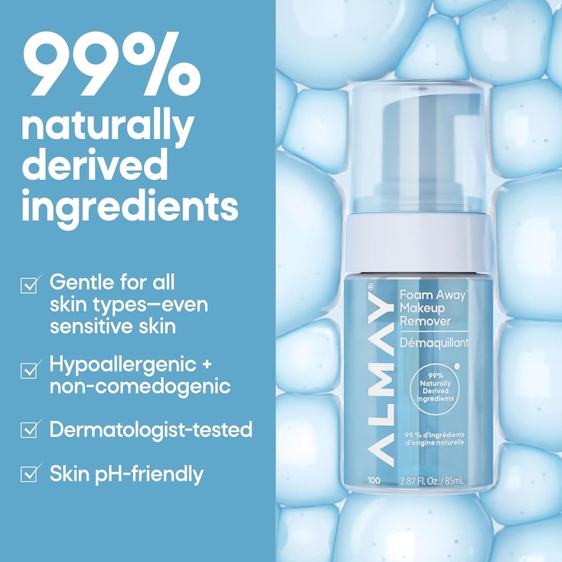 Almay Makeup Remover Foam - Gentle Hypoallergenic Face Cleanser | 2.87 fl oz, Vegan & Cruelty-Free