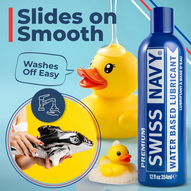 Swiss Navy Premium Water-Based Lubricant - 12 oz - Lubricating Gel for Men, Women & Couples - Toy Safe - Non-Staining Formula - Compatible with Latex & Condoms