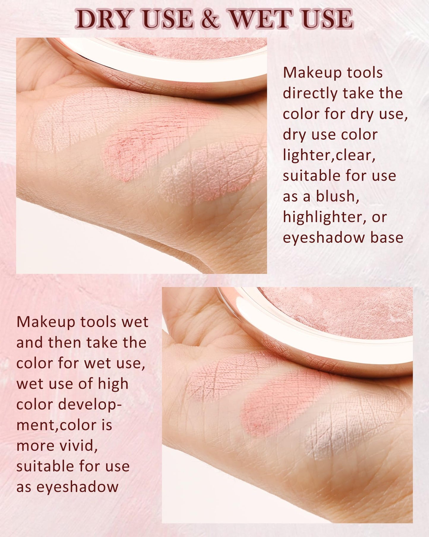 Baked Blush,Peachy Pink Glow Marbleized Blush Powder Palette,Shimmer Powder Blusher Eyeshadow & Highlight for a Lightweight Shimmery Satin Face Makeup, Women's Mother's Day Makeup Gift for Women-01#