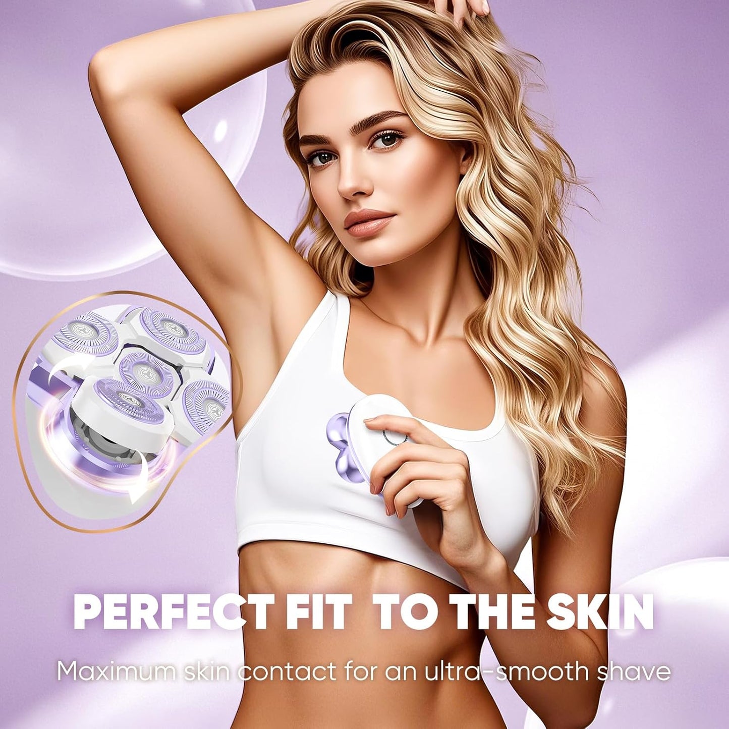 Electric Razors for Women - Cordless Painless Hair Remover | Waterproof & Detachable Trimmer in Lilac