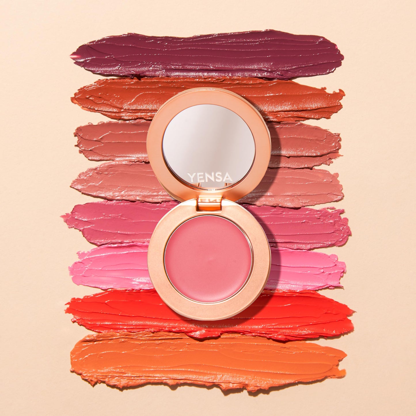 YENSA Super Serum Silk Cream Blush for Cheeks - Buildable Cheek Blush Formulated with Superfoods - Dewy Airbrushed Finish - Nourishing & Hydrating - Silky Cream Formula - Vibrant Coral (0.21 oz)