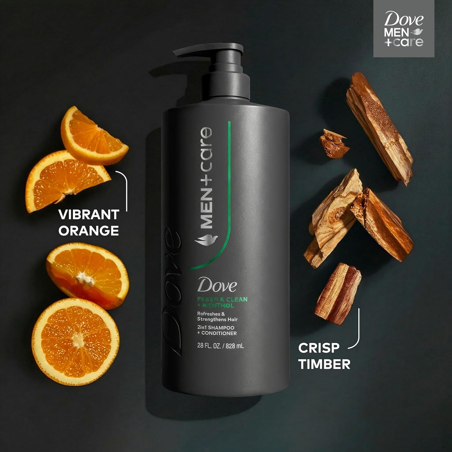 Dove Men + Care Shampoo - Fresh & Clean Hair Refreshing Formula with Menthol | 28 fl oz