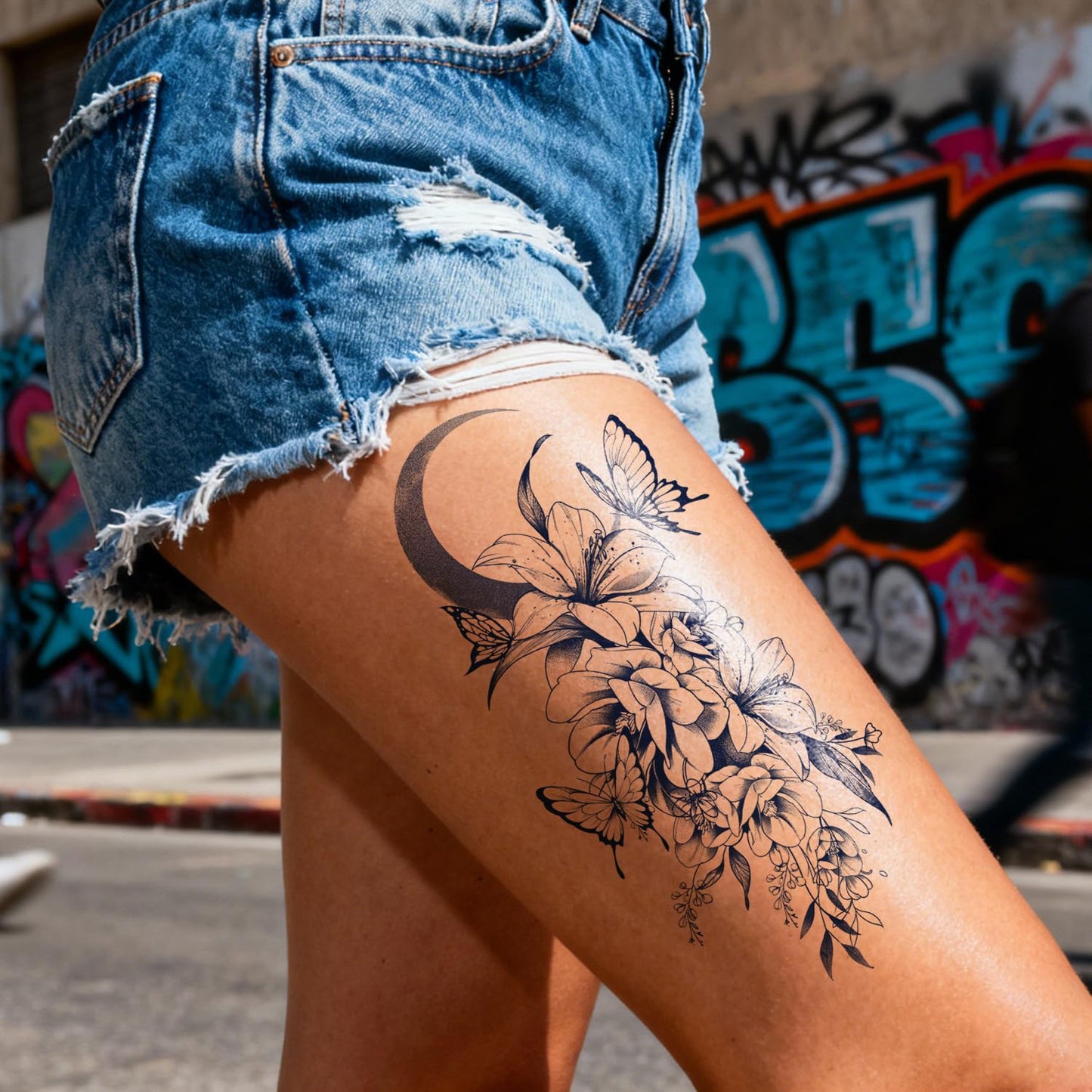 UBICA 2 Sheets Semi Permanent Tattoos, Temporary Tattoo for Women, Lasts 7-15 Days Water-Resistant Fake Tattoo Stickers, Realistic Flower Design for Party (7.5x4.8 in), Non-Reflective & Safe for Skin
