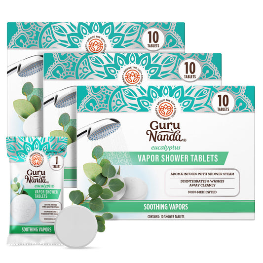 GuruNanda Eucalyptus Vapor Shower Tablets, Clean-Dissolving Aromatherapy Shower Steamers with Eucalyptus & Menthol, Promotes Relaxation, Ideal for Gifting, 30 Count