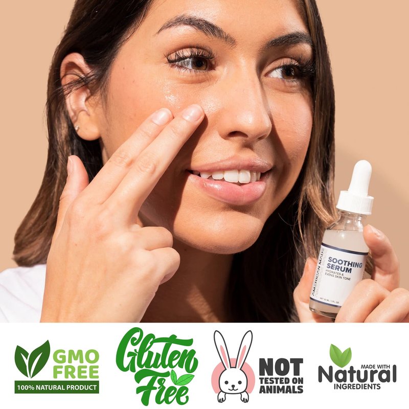 American Made Skincare Soothing Face Serum - Reduce Wrinkles, Fine Lines, Age Spots - Gentle Skin Care Solution
