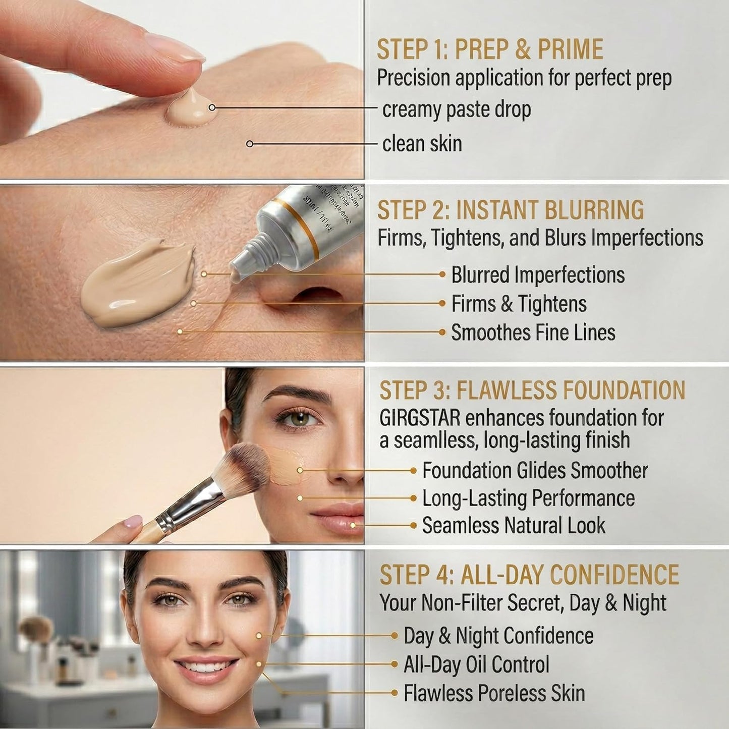 Instant Face Blurring Primer - Firming Makeup Base for Smooth Fine Lines & Pores | Long-Lasting Shine Control