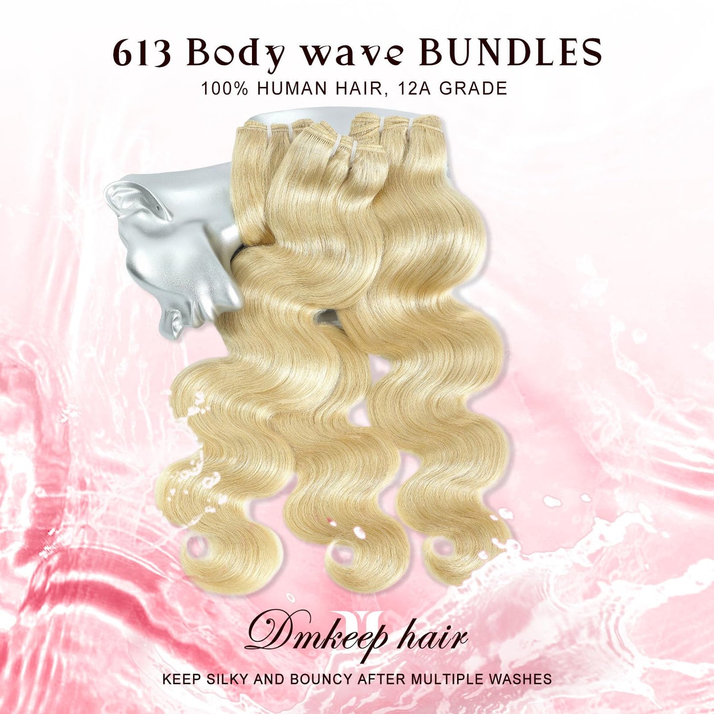 613 Bundles Human Hair 12A Blonde Body Wave Human Hair bundles 100% Unprocessed Brazilian Raw Virgin Bundles Single 613 Weave Extensions for Women 16 Inch