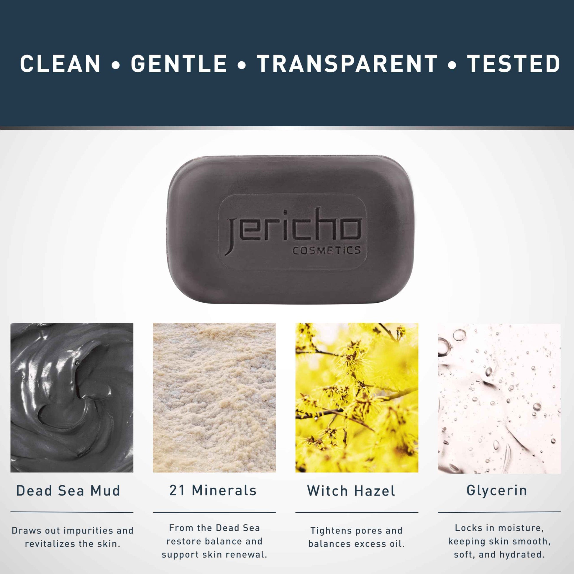 Jericho Dead Sea Mud Soap Bar, Natural Face & Body Detox with Exfoliating Dead Sea Minerals & Soothing Witch Hazel. 4.4 Oz /125g (Pack of 6)