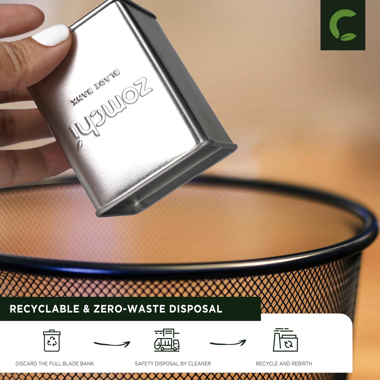 Blue Dermaplaning Razor with Silver Blade Disposal Box