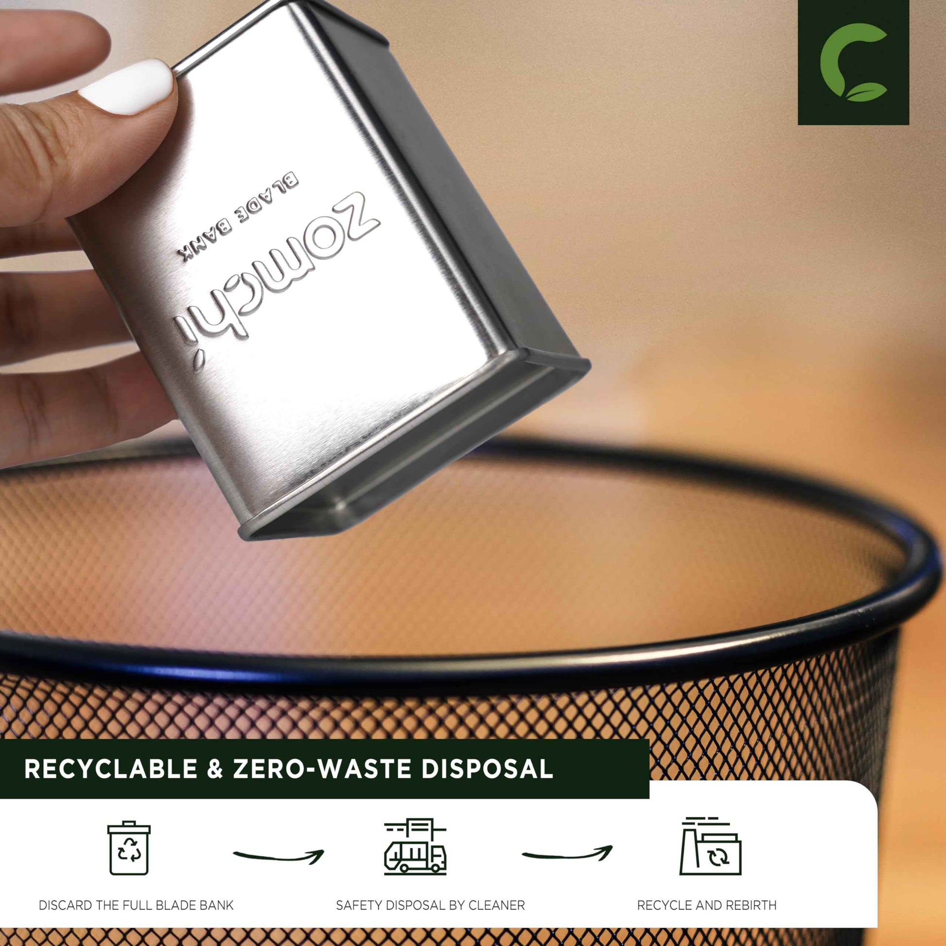 Blue Dermaplaning Razor with Silver Blade Disposal Box