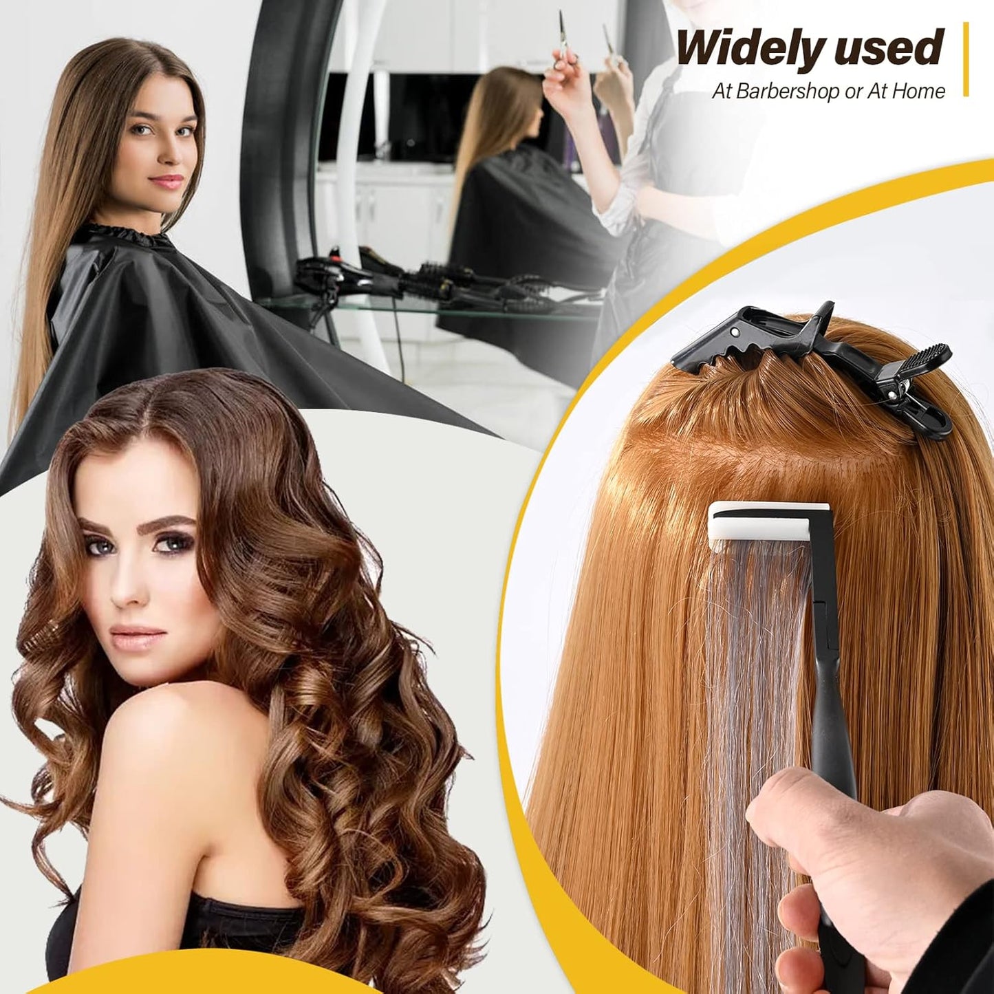 Tape In Hair Extensions Tool Kit - Stainless Steel Sealing Clamp, Remover & Clips | Black