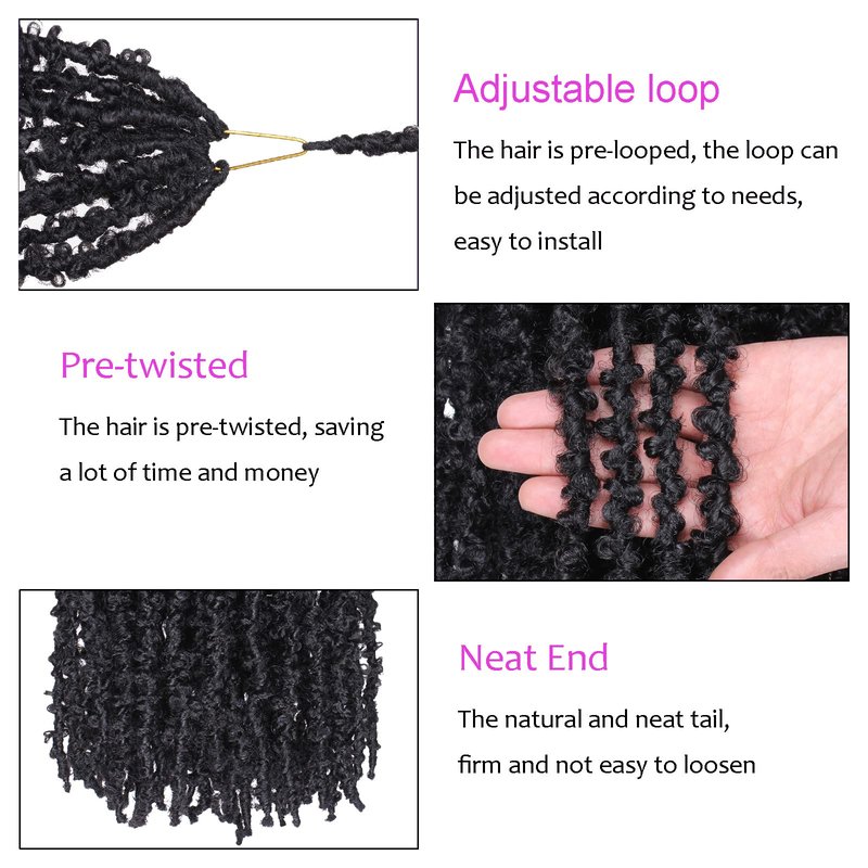 ZRQ 36 Inch Butterfly Locs Crochet Hair 6 Packs Pre-looped Distressed Locs Long Butterfly Locs Crochet Braids Hair Synthetic Goddess Locs Hair Extensions for Women (36 Inch,1B#)