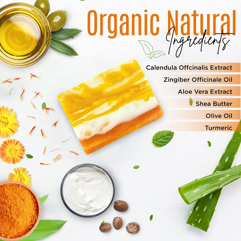 DERMAXGEN Organic Turmeric Soap Bar for Face & Body – Pure Turmeric Soap Bar for Acne, Scars, Uneven Tone, Blemish Control, Sun Damage & Age Spots – Handcrafted Skincare – (Pack of 6)