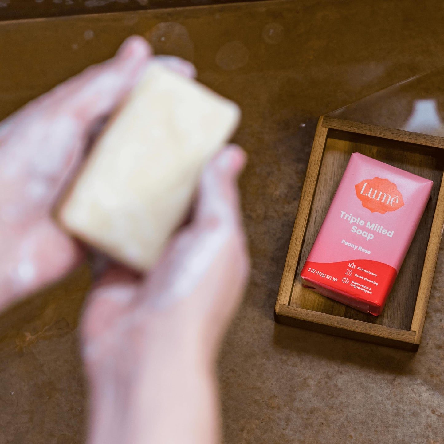 Lume Whole Body Deodorant And Soap - 2.6 Ounce Smooth Solid Stick With 72 Hour Odor Control (Pack of 2) and 5 Ounce Triple Milled Soap (Pack of 2) - Aluminum and Baking Soda Free (Peony Rose)
