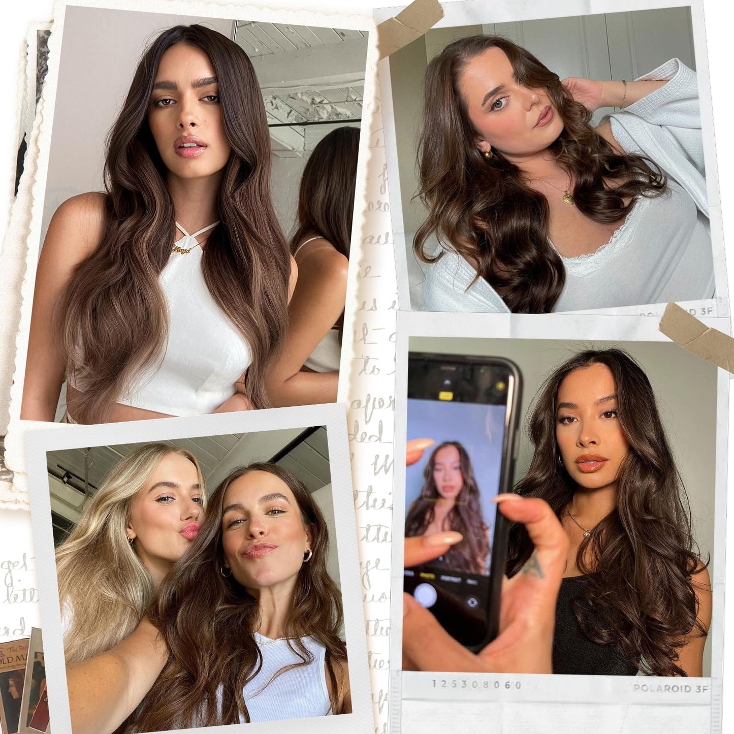 Real Human Hair Extensions - 12 Inch Chocolate Brown Straight Hair with Hidden Wire and Transparent Fish Line