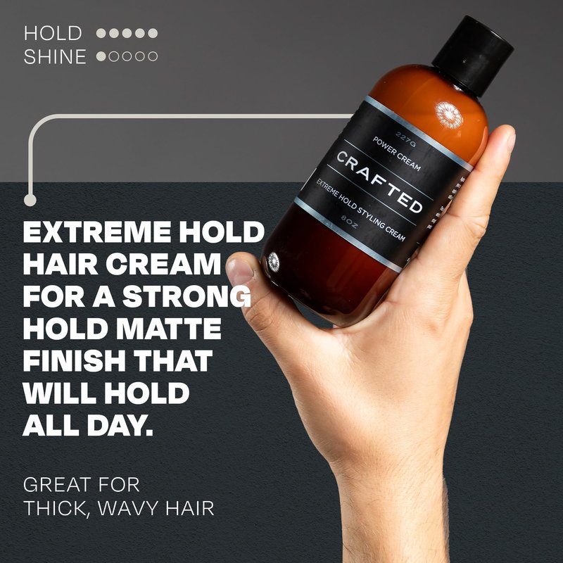 THESALONGUY Power Cream - Extreme Hold Styling Cream with Low Shine - Lightweight Mens Hair Products for Styling, Shaping, Definition, Texture & Control -Crafted For Wavy, Curly, Straight Hair (8 oz)