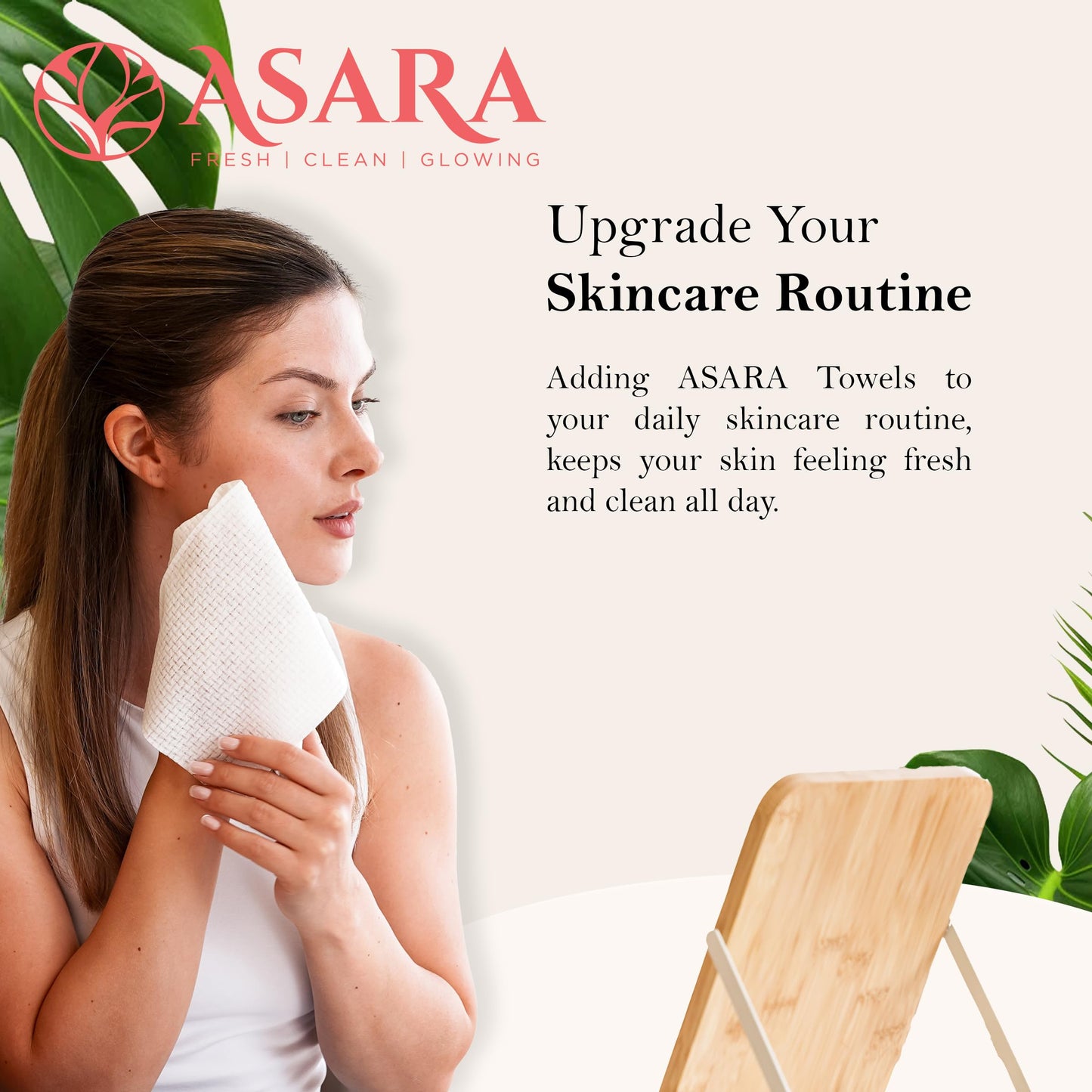 Clean Face Towels Disposable XL Facial Wipes | Add Water As a Makeup Remover | Sensitive Skin Face Towels | Organic Vegan Biodegradable - Clean Daily Towelettes | by Asara (200 Count)