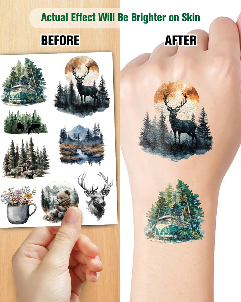 156 Pieces Forest Temporary Tattoos Stickers,20 Sheets Forest Tree Animal Adventure Nature Themed Tattoos Stickers Party Decoration Supplies Party favors for Kids Adults