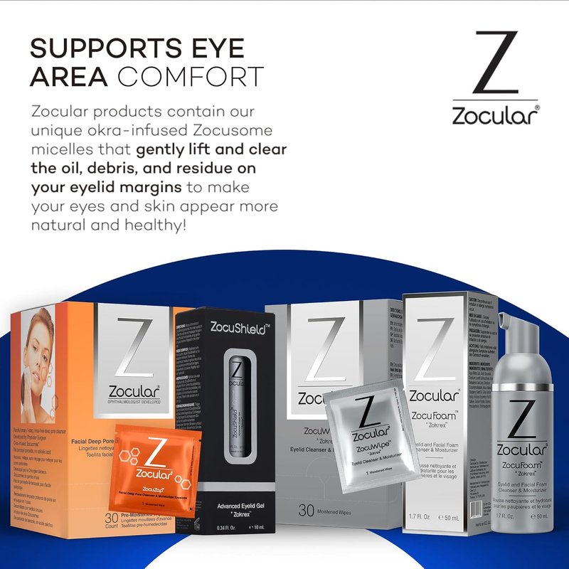 Zocular Moisturizing Face Wipes - Gentle Makeup Removal & Exfoliation with Natural Okra Complex | 30 Count
