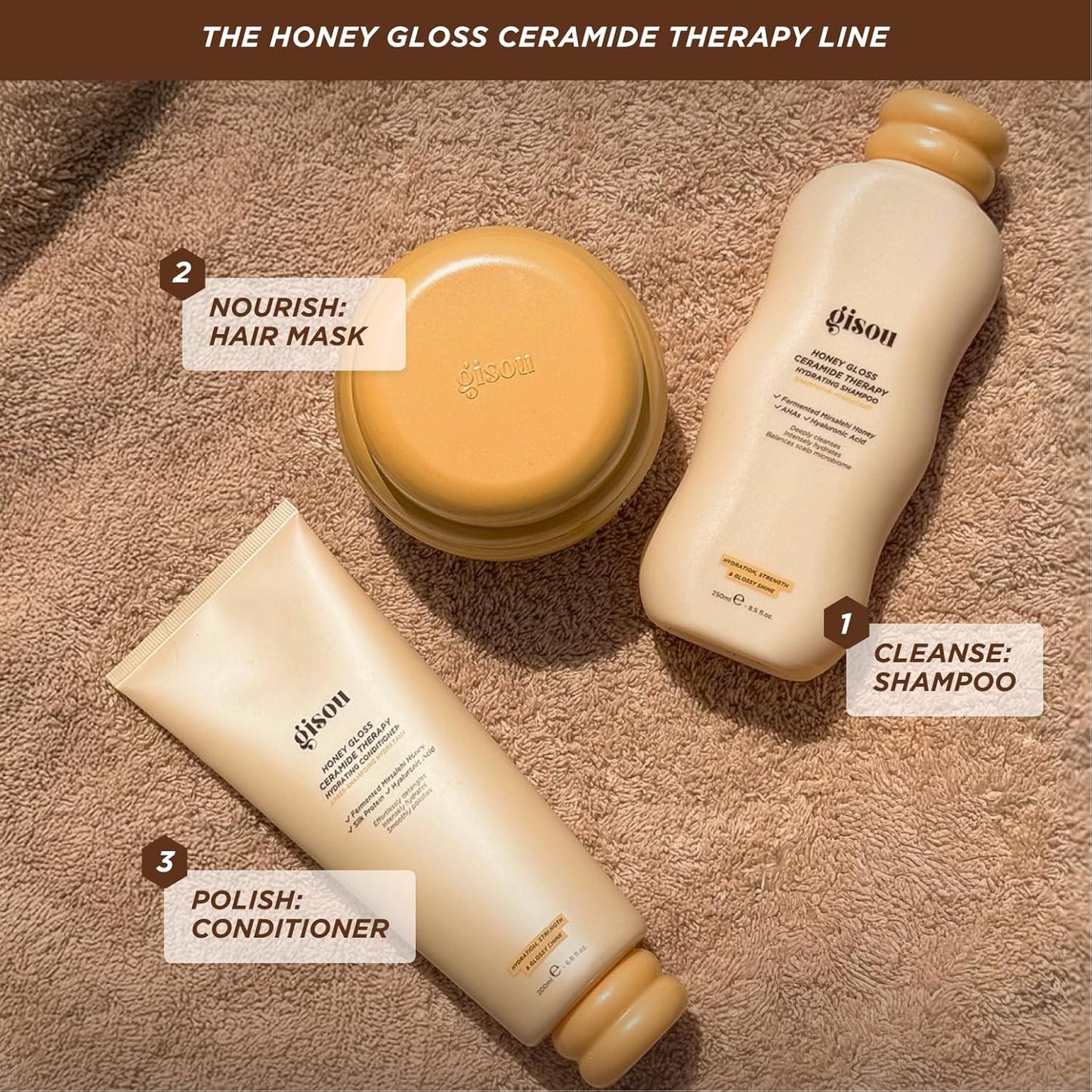 Gisou Honey Gloss Hydrating Conditioner - Smooth & Detangle with Mirsalehi Honey & Ceramides | 6.8 Fl Oz