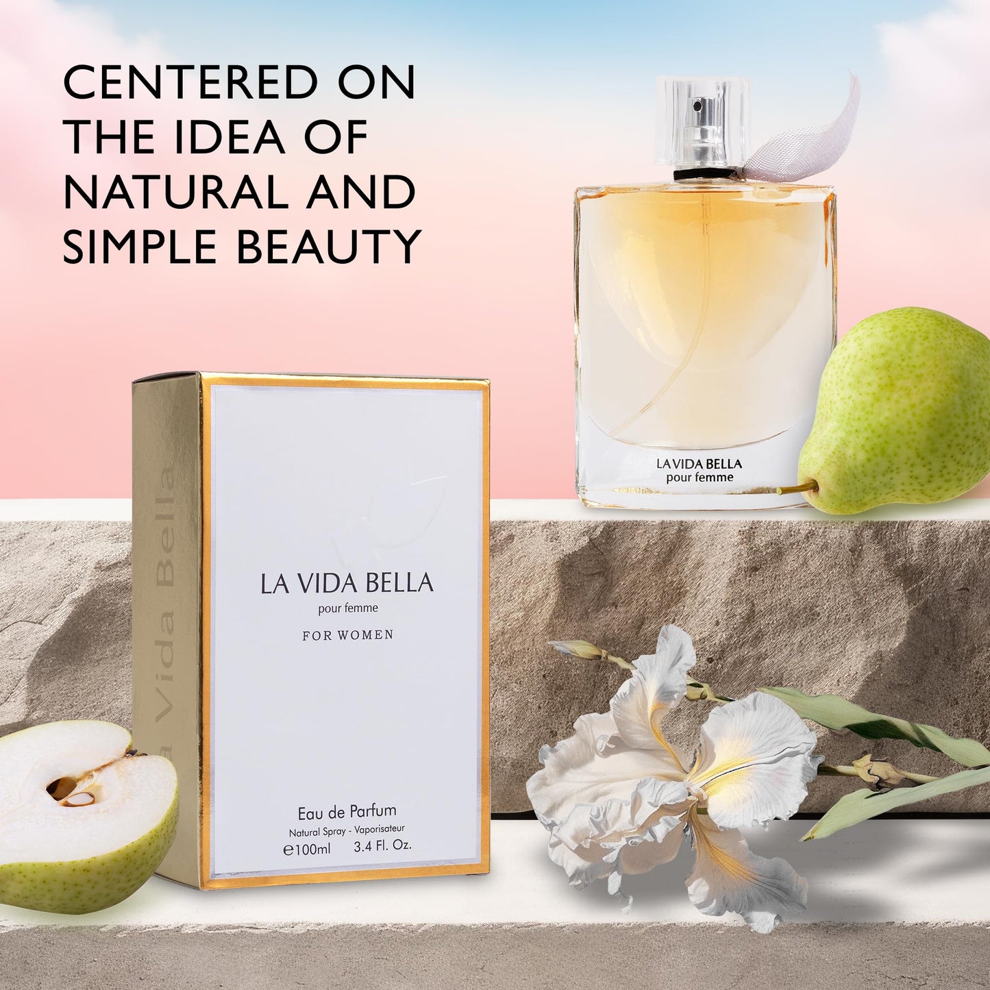 La Vida Bella Eau De Parfum for Women 3.4 Fl Oz- Floral Fruity Fragrance - Rich & Elegant Aroma - Scents of Iris, jasmine & Orange Blossom - Warm & Powdery Base of Almond - 100ml Bottle for Daily Wear