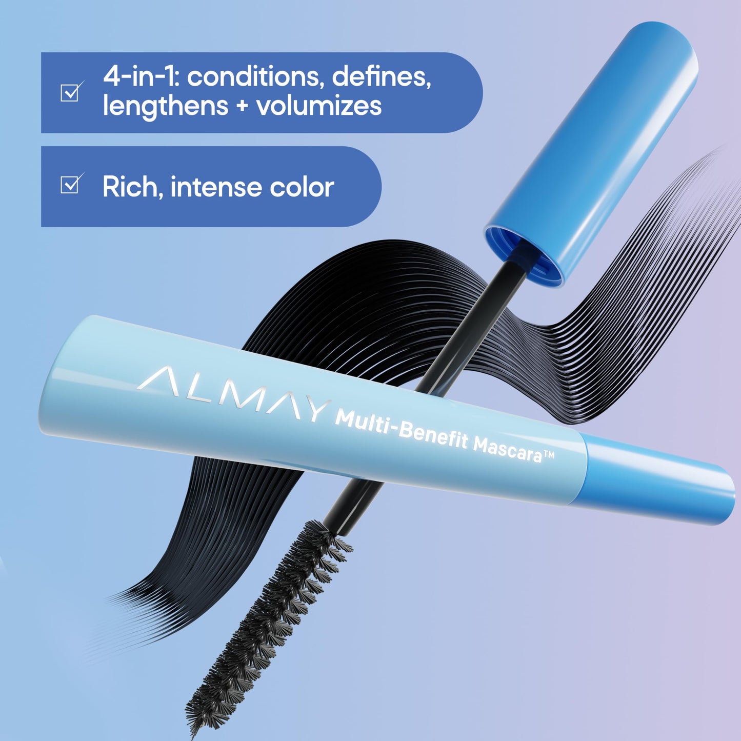 Almay Multi-Benefit Mascara, Volumizing + Lengthening, Hypoallergenic, 502 Black