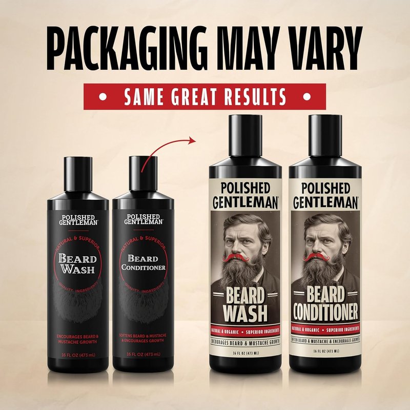 Beard Shampoo and Conditioner Set - Tea Tree Oil Moisturizer & Mustache Softener | Paraben-Free, 16 Oz