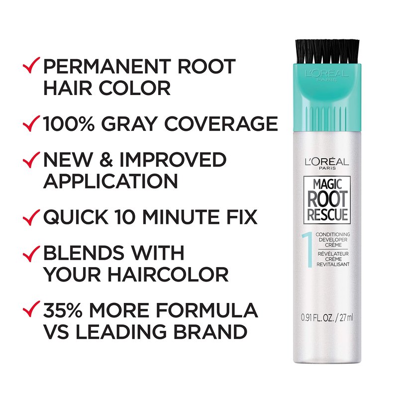 L'Oreal Paris Magic Root Permanent Hair Color Kit, 100% Gray Hair Coverage In Just 10 Minutes, Precision Brush Applicator for Seamless Application, 7 Dark Blonde (2 Count)