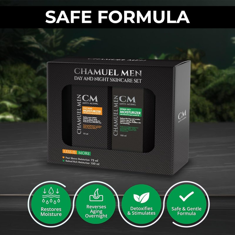 Men's Day & Night Skincare Set - Anti-Aging Moisturizer & Retinol Night Cream | Organic Ingredients
