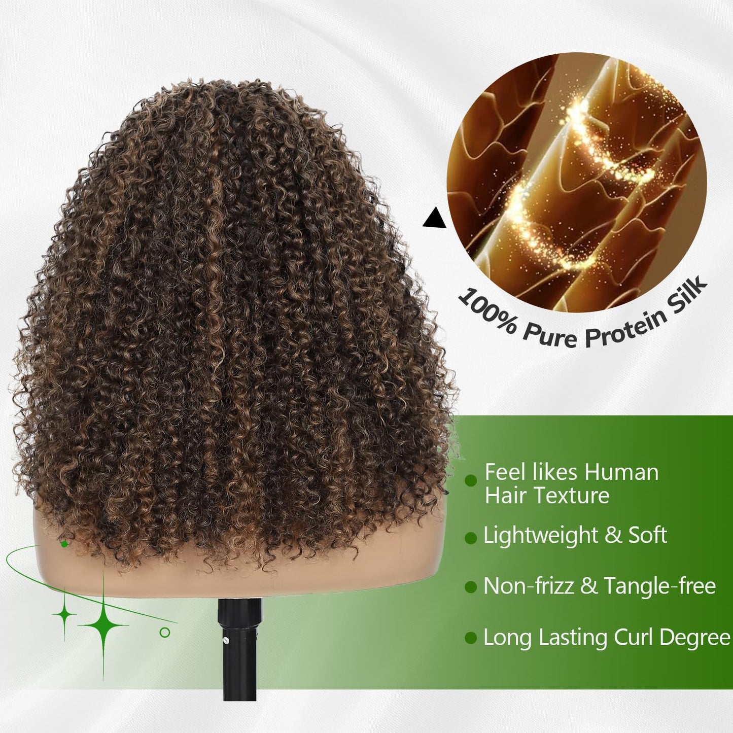 Fine Plus Curly Half Wig for Black Women, 3 in 1 Glueless Half Wig Seamless Flip Over Protein Synthetic Curly Wig Soft Fiber Feel Like Human Hair Long Lasting Curl Degree Lightweight Beginner Friendly