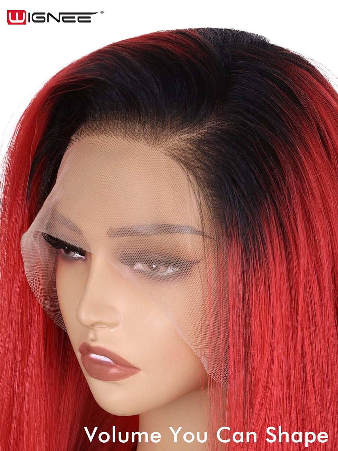 WIGNEE 13x6 Synthetic Lace Front Wig - 28" Long Straight Red Wig | Pre-Plucked, Glueless Design for Daily Wear