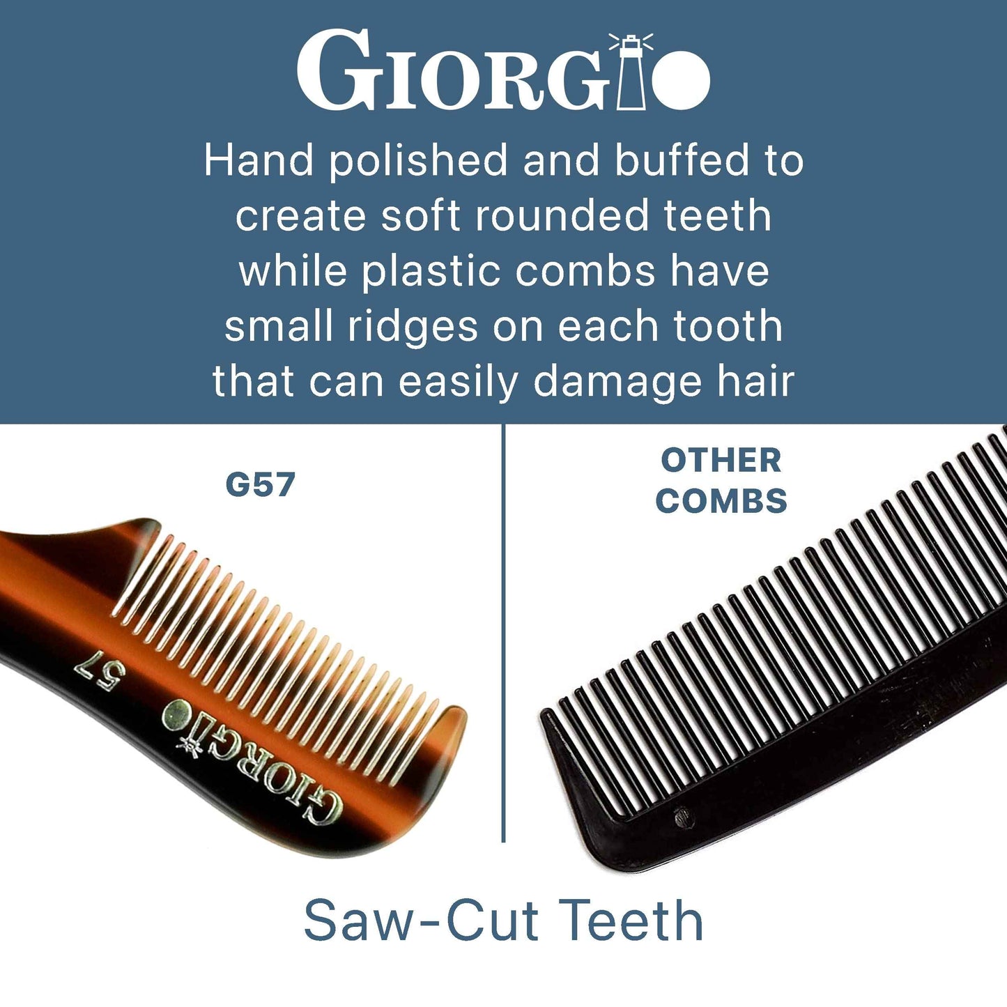 Giorgio Beard Combs Set - Handmade Combs Kit for Everyday Beard and Mustache Grooming - Includes Fine and Wide Tooth Pocket Dresser Comb + Straightening Mustache Comb, Handmade
