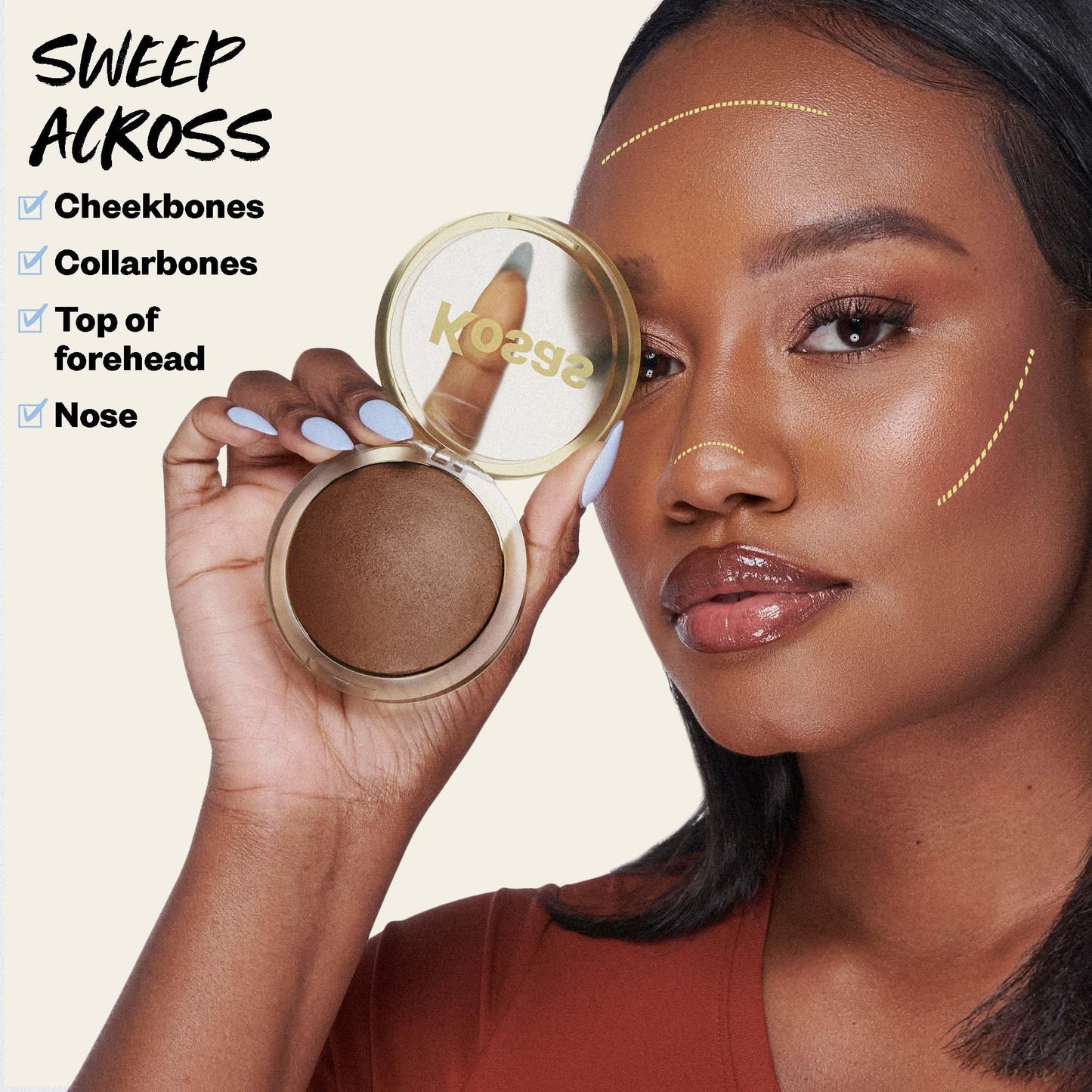 Kosas The Sun Show Glowy Warmth Baked Bronzer – Talc-Free Powder Bronzer for Face, Buildable Color, Natural Glow, Lightweight Finish, Paradise