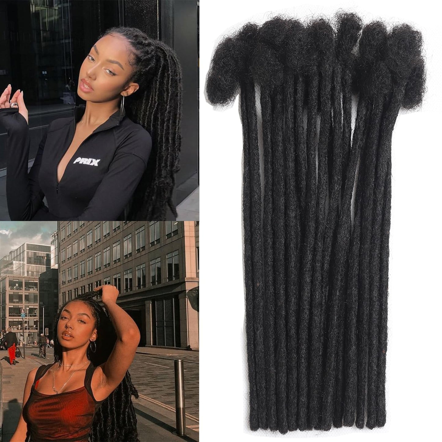 loceast Fully Handmade Permanent Loc Extensions Human Hair 0.8cm Width Dreadlock Extensions 14 Inch 10 Strands 100% Real Human Hair Locs